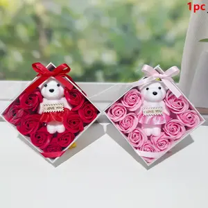 1 Piece Teddy Bear Rose Gift Box Set, Flower Gift Box Packaging, Perfect for Valentine's Day, Graduation, Christmas, Wedding, Birthday, Mother's Day