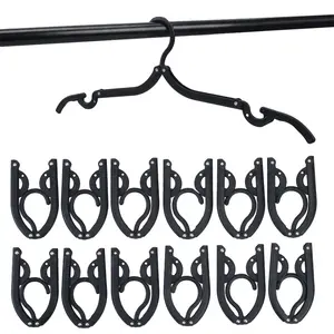 12 PCS Travel Hangers – Cruise Ship Essentials Portable Folding Clothes Hangers, Travel Essentials Foldable Clothes Drying Rack for Travel, Space-Saving Hooks for Cruises, Hotels, RV, Camping (Black)