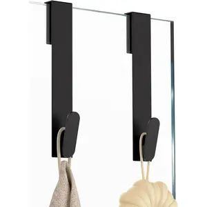 Shower Door 8 Inch,Extended Shower for Towels,Over the for Frameless Door (Black,2 Pack)