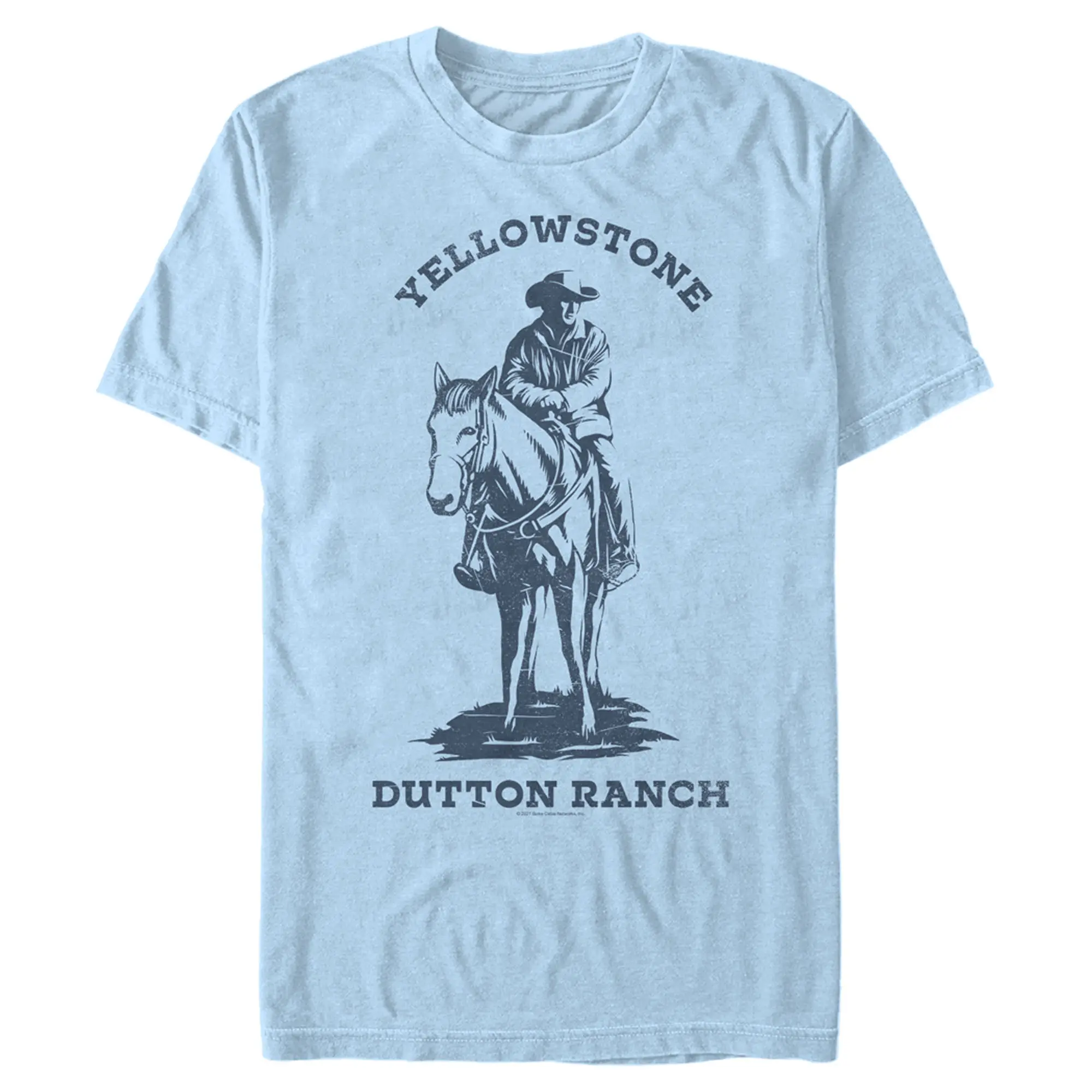 Men's Yellowstone Blue John Dutton Riding Horse on Ranch T-Shirt