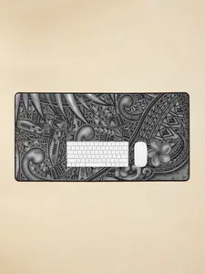 Polynesian - Hawaiian - Samoan Tribal Jungle Slate Grey Grunge 4423 Mouse Pad