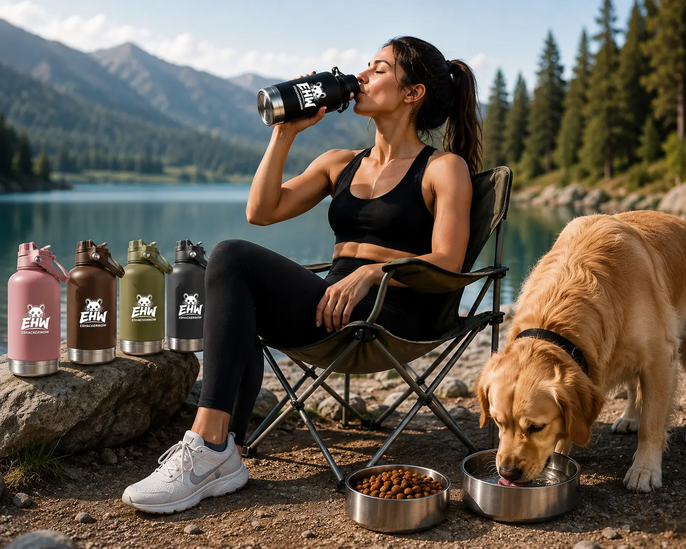ESHACKERWOW 3-in-1 Pet Adventure Bottle | Water, Food & Travel Bowl for Dogs and Cats