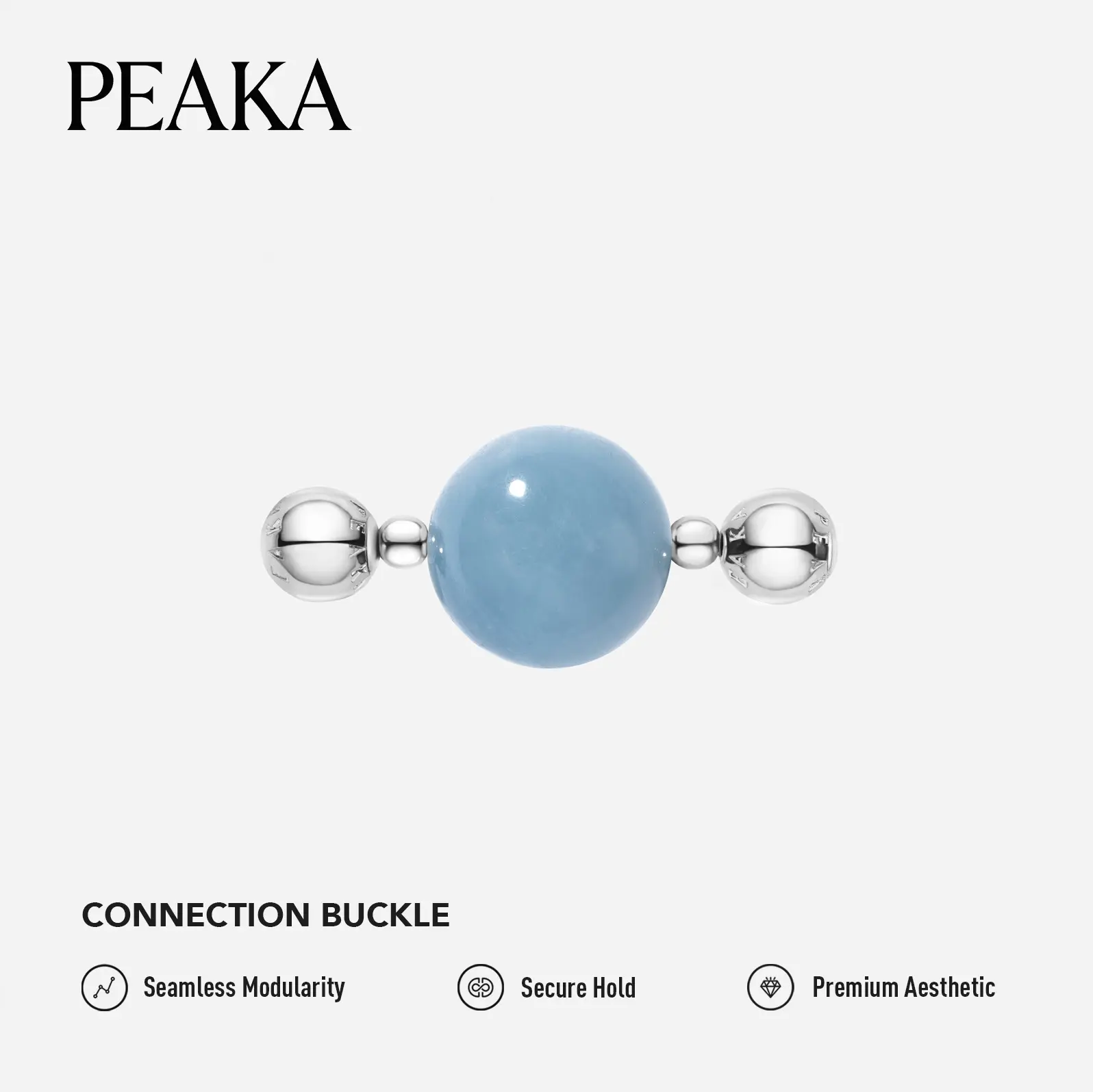 Peaka Aquamarine Charm Pendant for Women, Magnetic Clasp Jewelry