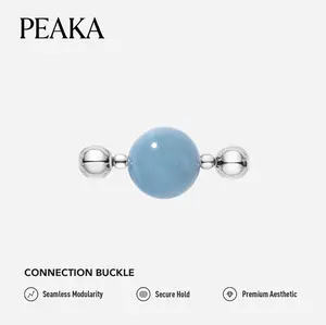 Peaka Aquamarine Charm Pendant for Women, Magnetic Clasp Jewelry
