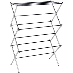 Foldable Portable Laundry Drying Rack for Indoor Air Drying Clothing, 14.5 x 29.5 x 41.8 inches (LxWxH), Chrome SilverXX13Home sug