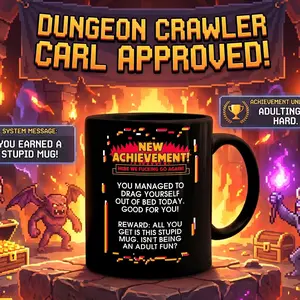 New Achievement LitRPG Cat Princess Mug Black Mug, Fantasy Dungeon Adventure Merch 11oz & 15oz coffee mug