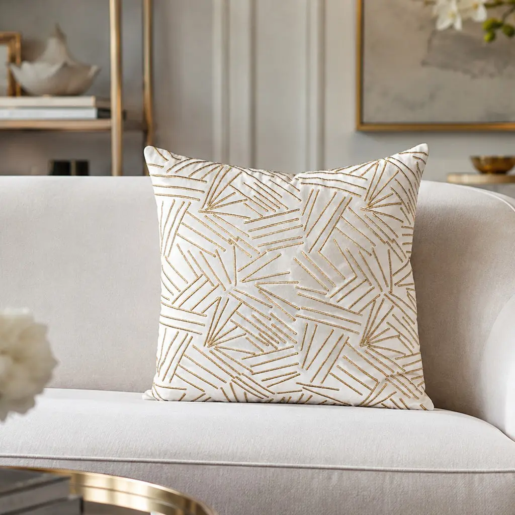 Zora Ivory And Gold Pillow