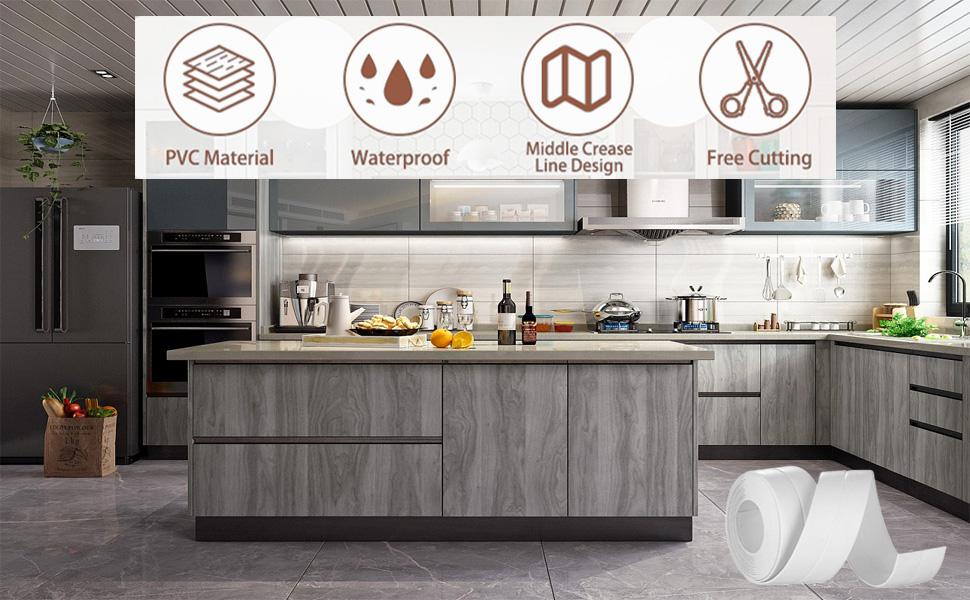 Caulk Tape, Toilet Caulk Strip Waterproof, Traditional Caulking Replacement, Caulking Sealant Tape for Kitchen, Sink, Bathroom, Countertop, Shower, Bathtub Edge Protector (3.2m)