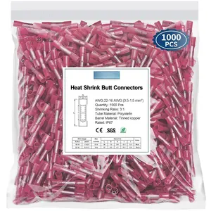 1000 count Heat Shrink  Connectors, 22-16 AWG  Electrical Insulated Crimp Wire Splice for , Automotive, Marine, , Garage, Industrial Wiring