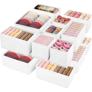 Drawer Clothing Organizer 16-Pack, White 3 Sizes Underwear Drawer Dividers, Fabric Folding Wardrobe Organizer, Can Store  Clothes, Bras, Underwear, Panties, Belts, Socks, Ties, etc.