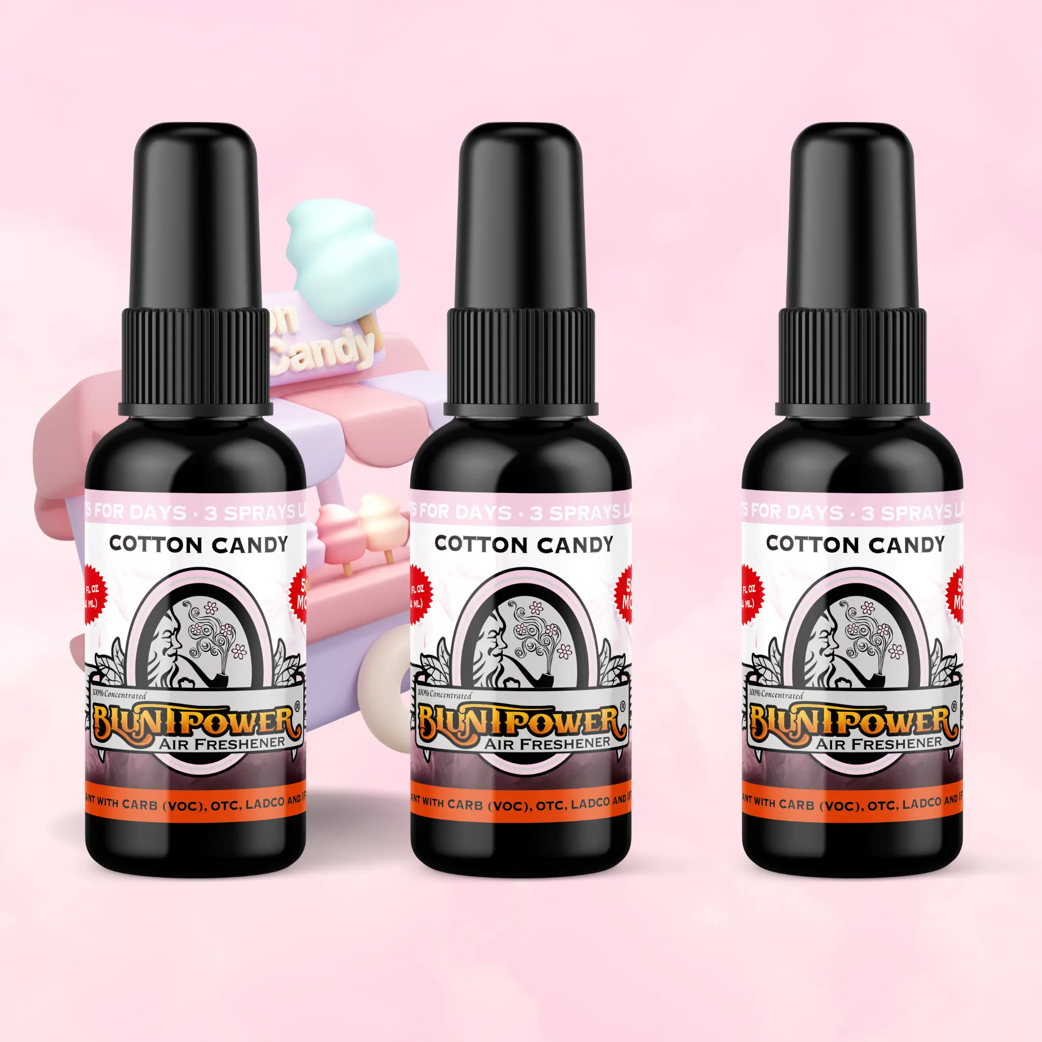 Cotton Candy Long-Lasting Spray Air Freshener Bundle (3 Pack)