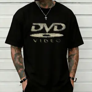 DVD Video Glitch Art Graphic Tee For Men Women Retro 90s Digital Vaporwave Aesthetic T-Shirt Funny Movie Lover Short Sleeve Crewneck Casual Unisex Streetwear Top Oversized Apparel Print Tshirt Cotton