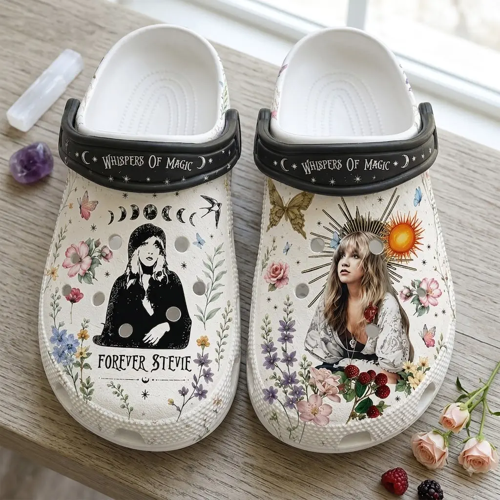Women's Vintage Rock Singer Clogs - Celestial Floral Magic Foam Unisex Garden Shoes, Music Fan Gift