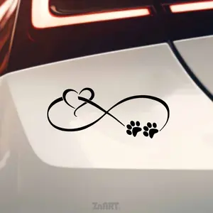 1PC Minimalist Warm Pet Paw Print Decor Sticker For Car Window, Backpacks, Notebooks Infinity Symbol + Heart + Paw Print Themed Decor Fills With Pet-Oriented Gentle Healing Cool Vibe Enhances Heartwarming Recognition Fits Multiple Daily Trend Scenarios