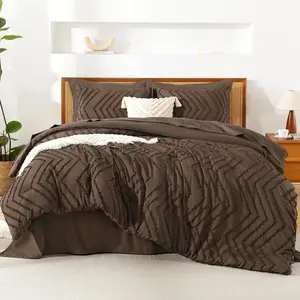 King Size Comforter with Brown - 7 a Bag King Chevron Tufted Complete Sets with Comforter,, Pillowcases  Shams