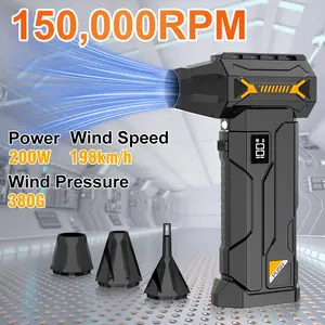 [2026 New Arrival] Super Powerful Turbo Fan With Smart Display And LED Light - 150000 RPM Brushless Motor, Turbo Blower & Jet Fan Electric Air Duster, 4-Speed Adjustable For Car Blowing Snow Cleaning, PC, Home, Office, Camping & Outdoor