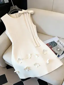 Elegant A-Line Dress with Floral Design, Sleeveless Chic Short Skirt, Perfect for Weddings, Cocktail Parties, Breakfasts, Photoshoots