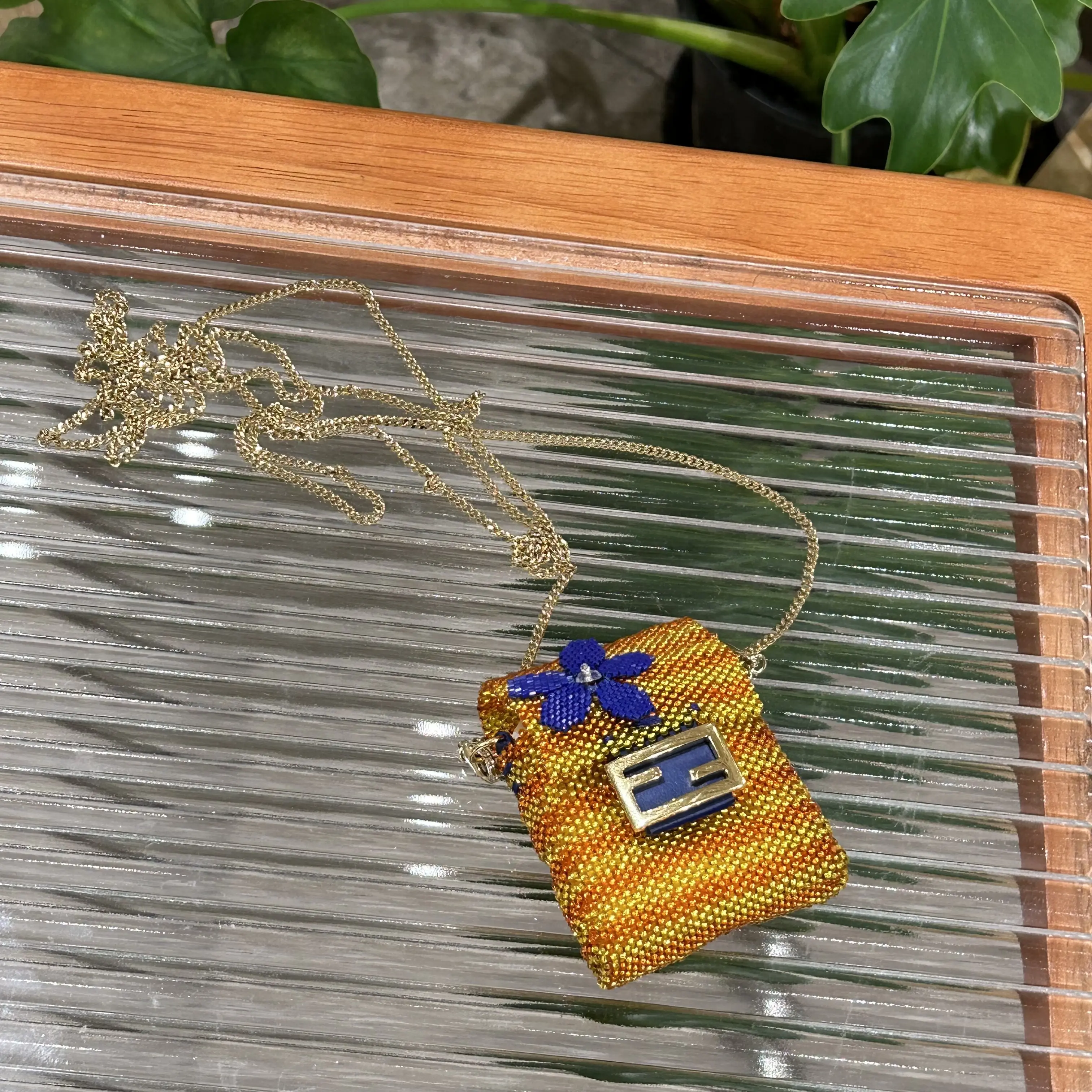 Pre-owned FENDI leather Crossbody Bags Exquisite Yellow & Orange Beaded Crossbody Bag 37274074