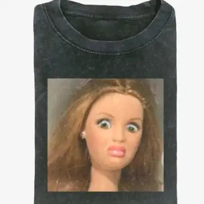 Creepy Barbie Smile Disgusted Barbie Face T Shirt TikTok Shop