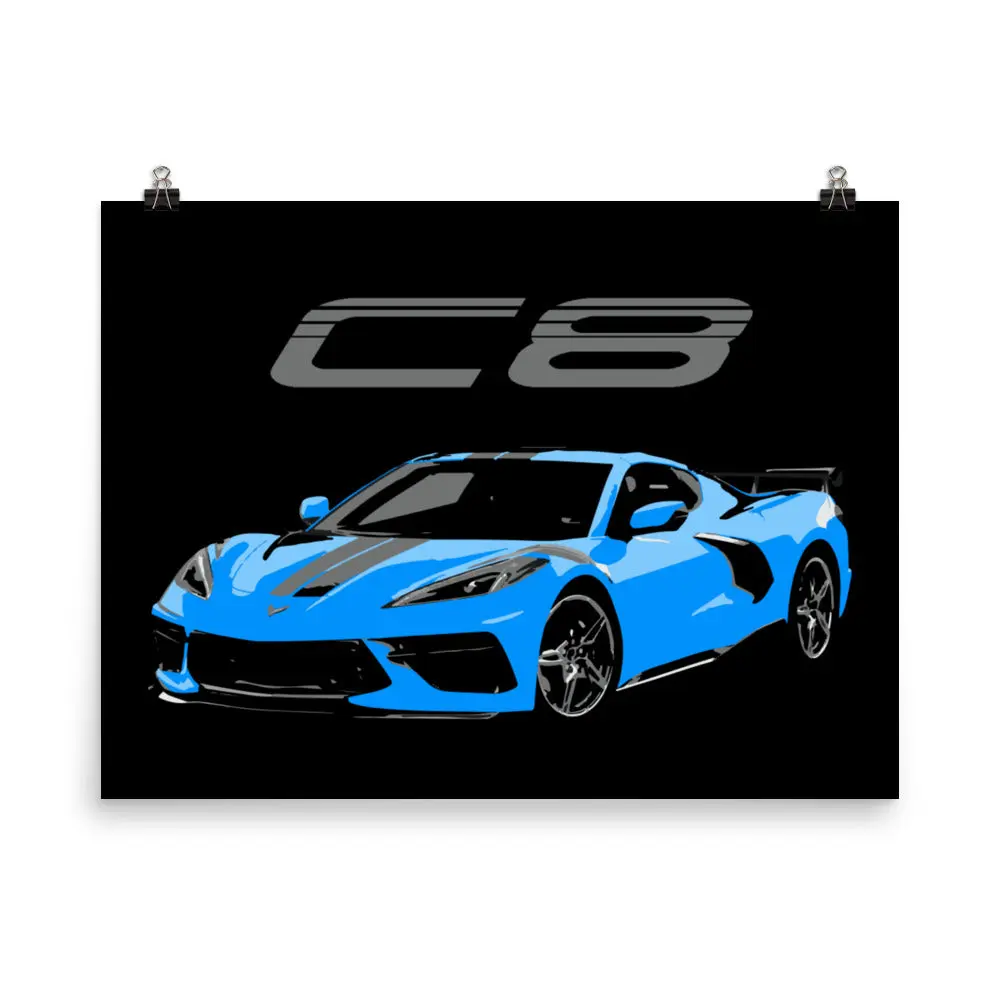 2020 Corvette C8 Rapid Blue Poster
