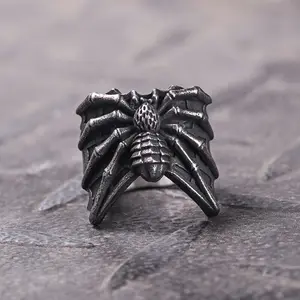 GTHIC Goth Spider Animal Ring for Women Insect Stainless Steel Jewelry Daily Wear