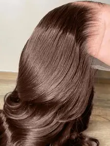 Bling Hair Chocolate Brown Body Wave Human Hair Wig 13X6 Lace Frontal Wigs Pre Plucked Natural Hairline Body Wave Wig 180 Density 13x4 Lace Wig