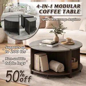 Round Coffee Table Mid Century Modern 2 Tier Storage Center Table with Open Shelf Wood and Metal Accent Table Easy Assembly Sturdy Structure for Living Room Apartment Small Space Home Decor Trending Minimalist Furniture Organizer for Books Coffee Blanket