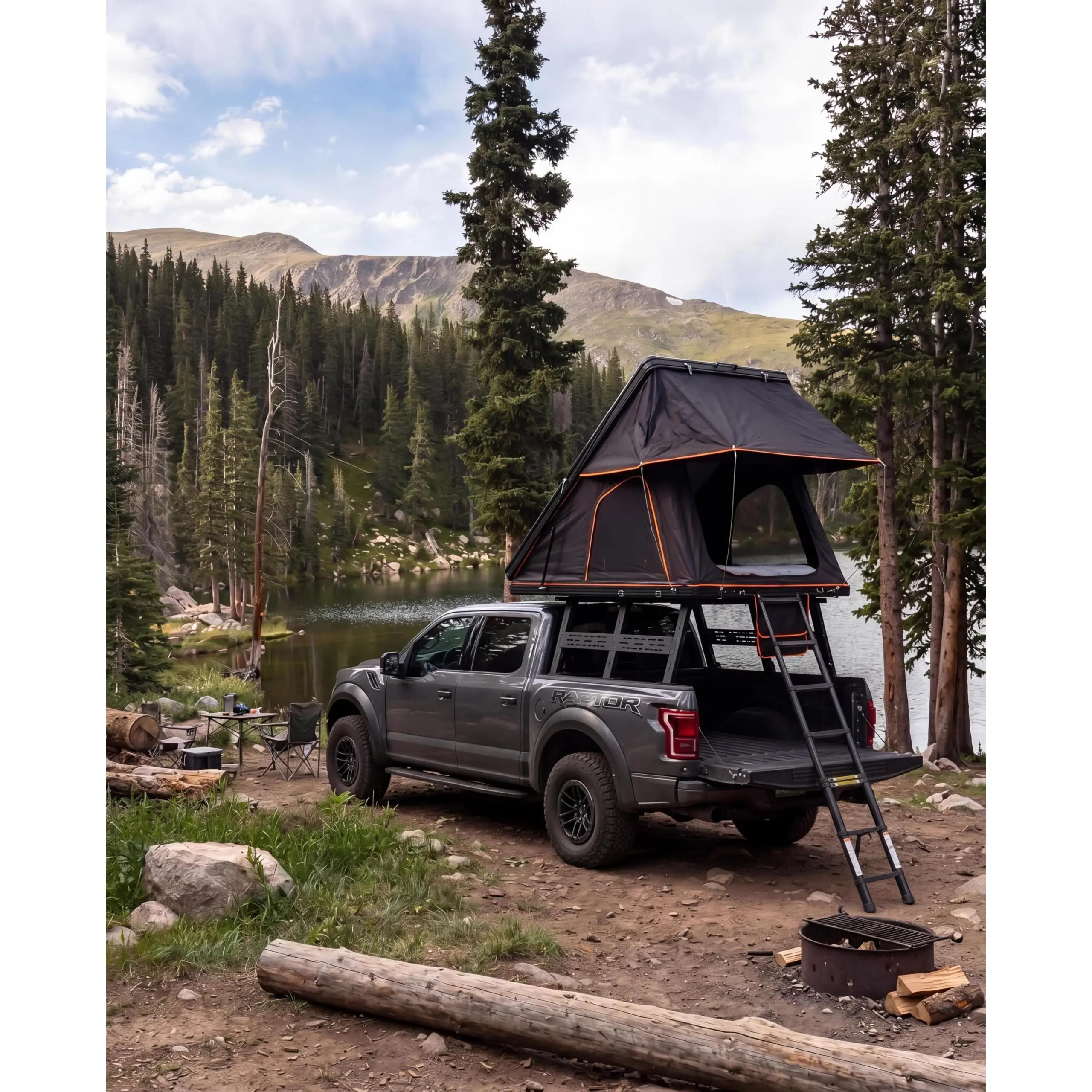 Aluminum Hardshell Rooftop Tent, 84"X52" Low-Profile Pop-Up Roof Top Tent, Gray | RTT with 2.4'' Mattress / 5000mm Waterproof / 660 Lbs Capacity / for SUV, Truck, Van