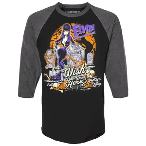 Elvira Wish You Were Here Long Sleeve Raglan Tee - Shirt for Men