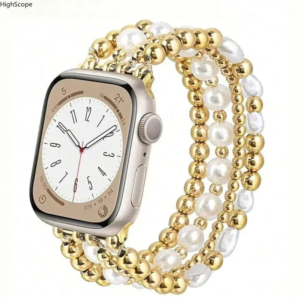 Fashion Bead Chain Apple Watch Band, Adjustable Strap, Fits All Series Ultra SE 1-10