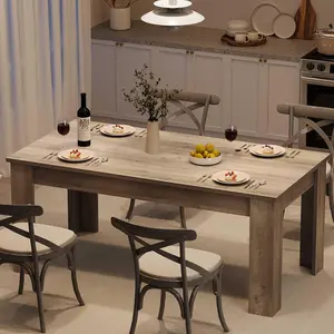 Dining Table for 4-6, Rectangular Dining Room Table with Large Table Top, Farmhouse Wood Dinner Table for Dining Room, Kitchen, Living Room（Table Only）