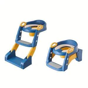 2 in 1 Toddler Potty Toilet Seat Cushion with Ladder Anti-Slip Mat Foldable Kids Toilet Training Cushion for Boys and Girls Splash Proof Design Kids Potty Set Potty Trainer Toddler