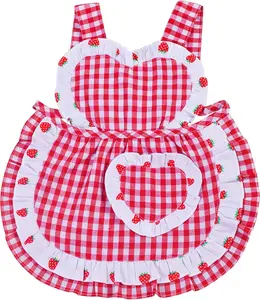 Aprons for Girls - Cute Gingham Apron with Pocket -  Girl's Apron for Ages