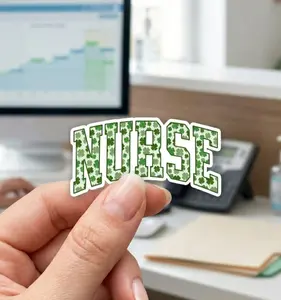 Nurse Shamrock Sticker, St Patricks Day Gifts, Laptop Water Bottle Decal Sticker