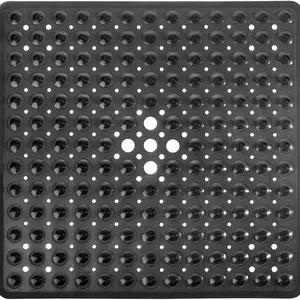 1pc Black Shower Stall Mat Non Slip, 21x21 Inch, Soft Square Bath Mat for Shower with Suction Cups and Drain Holes, Stall Floor Mats for Bathroom, Machine Washable, Massage Bath Mat, Bathroom Accessories, Bathroom Supplies