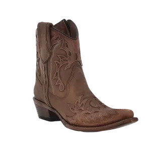 Circle G By Corral Ladies Wing Tip Cognac-Tobacco Ankle Boots L6100