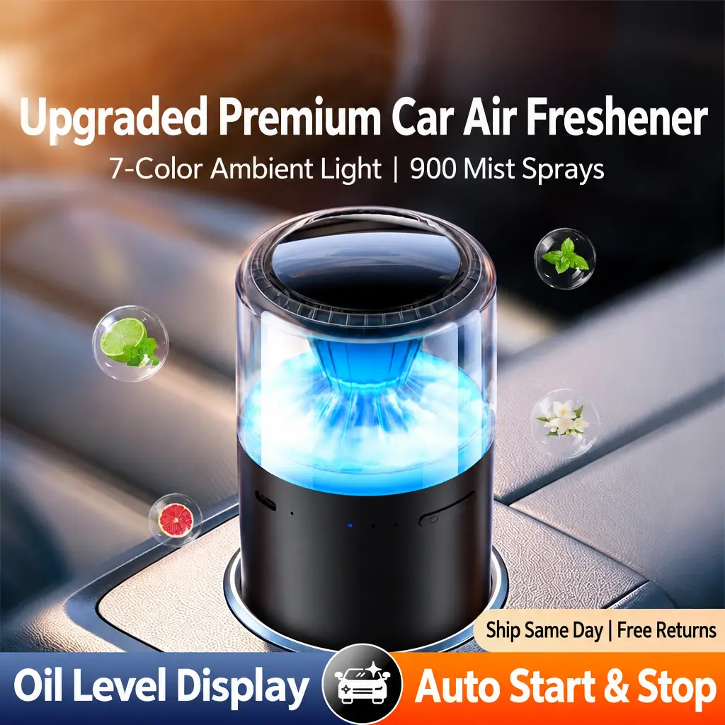 CEESOOI Upgraded Premium Rechargeable Smart Car Air Freshener Diffuser with 7-Color Ambient Star Light, 900 Sprays, Long-Lasting Cologne Ocean Scents, Car Accessories, Mother’s Day Gift Idea
