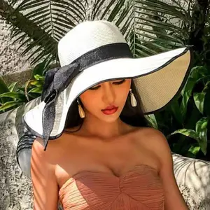 Summer Oversized Brim Sun Hat, Korean Style Beach Straw Hat for Women, Versatile Large Brim Cool Hat, Summer Elegant Butterfly Knitted Straw Hat, Lightweight Sun Hat