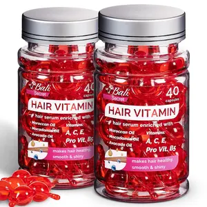 Hussell Hair Serum Bali Secret 80 Capsules - No Rinse with Argan Macadamia & Avocado Oils - Vitamins A, E, Pro B5 - Conditioner for Women & Men - Pack of 2