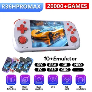 The R36H Promax retro handheld game console runs on a Linux operating system, has a built-in 3000mAh battery, 64GB/128GB of memory, over 20,000 classic games, more than 10 built-in emulator games, and supports WiFi connectivity. Install games.