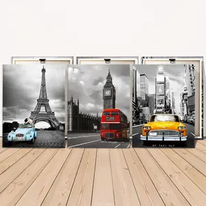 3 Counts Wooden Framed Canvas, Paris London New York City Street Landscape Images, Exquisite Poster, Perfect Living Room Decoration, Modern Art, Fashion Family Poster, Wall Art Decoration, Modern Home Decor, Odorless, Artwork