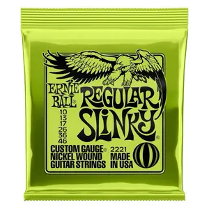 Ernie Ball EB2221 Regular/Super Slinky P02221 Electric Guitar Strings - Nickel-Plated Steel, Balanced Tone, Comfortable Feel, Rock 'n' Roll Standard