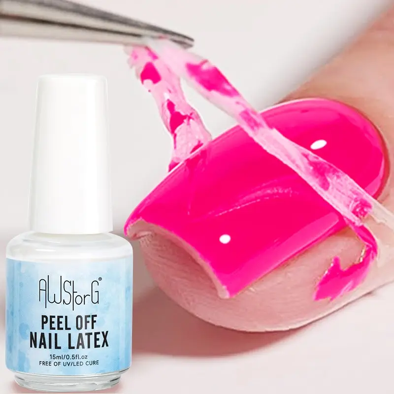 AWStorG 15ml Peel Off Latex Gel Anti-spill Nail Edge Latex Tape Gel Semi-permanent Nail Polish Liquid Latex for Nails Quick Dry Finger Protectors Nail Art Manicure Gel Polish
