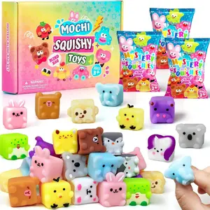 Summer Spring Gift 32Pcs Mochi Squishy Toys Bulk Cube Animal Squishies Party Favor for Kid, Treasure Box Toys for Classroom Goodie Bag Easter Egg Filler Birthday Gift Mini Stress Relief Sensory Fidget Squeeze Toy