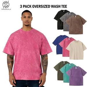 Combo 3 Pack - Acid Wash Essential Casual Tee, Relaxed Fit Comfort, Soft Touch Cotton, Breathable Fabric Design, Everyday Street Style, Lightweight Feel, Easy To Style Outfit, Vintage Inspired Texture, Durable Construction, Laid Back Look