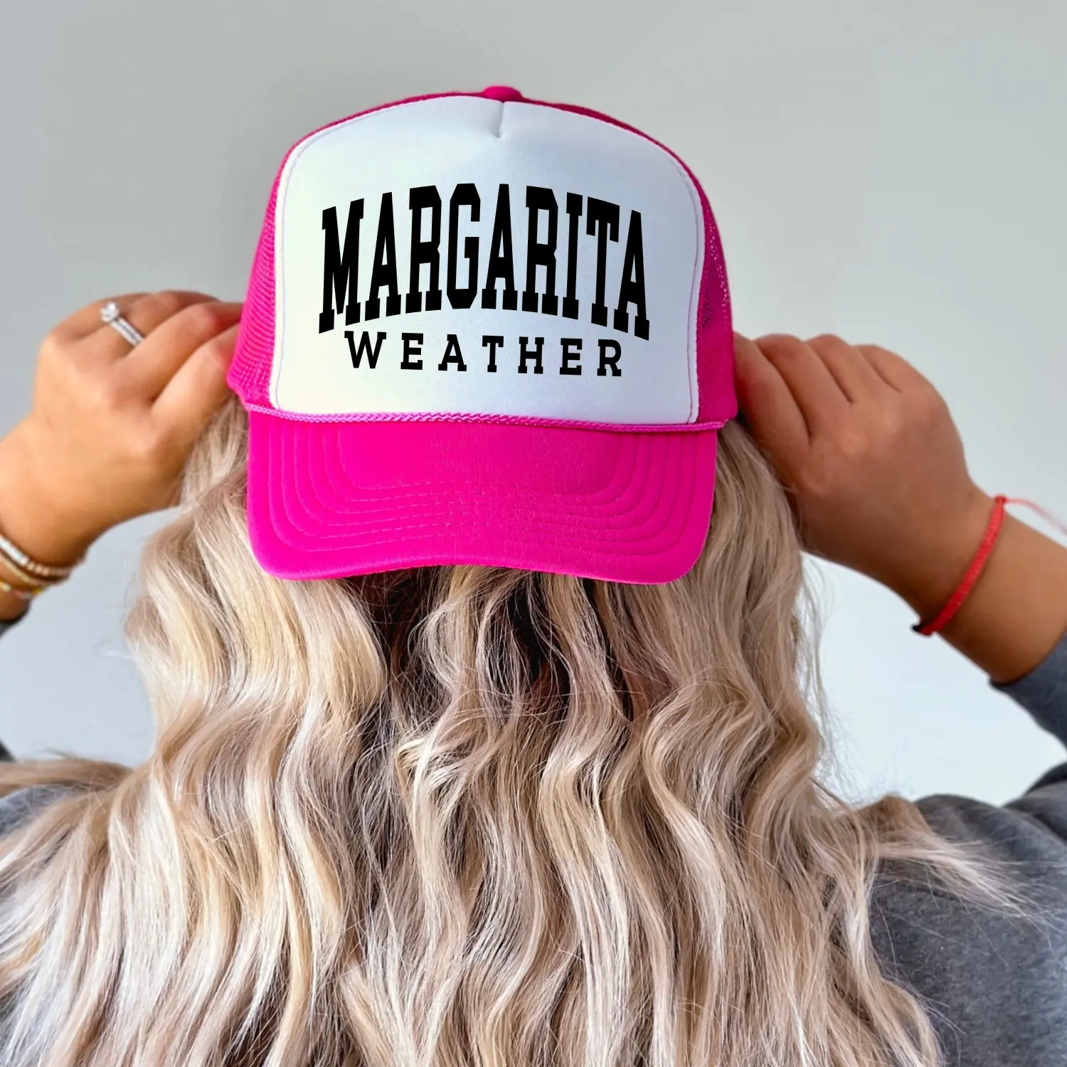 Margarita weather Trucker Hat For Women, Summer Snapback, Trendy Adjustable Cap, Funny Trucker Hat