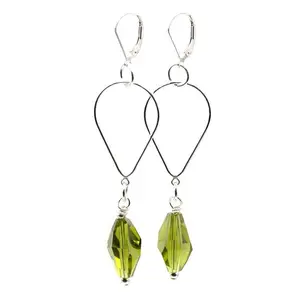 Women's 18 mm Olivine Polygon Crystal Dangle Earrings