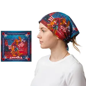 Patriotic Bigfoot Bandana – USA 250th Anniversary 100% Cotton Scarf | Funny 4th of July Gift | America Sasquatch Designer Bandana