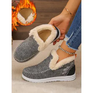 Women's Comfortable High-Top Fleece Lined Sneakers, Casual Shoes, Casual Sporty Style, Warm Winter Footwear, Perfect for Daily Wear
