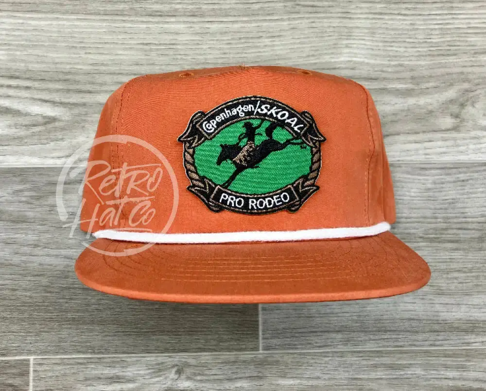 Cope / Skoal Pro Rodeo on Orange Retro Poly Rope Hat Patchwork Cowboy